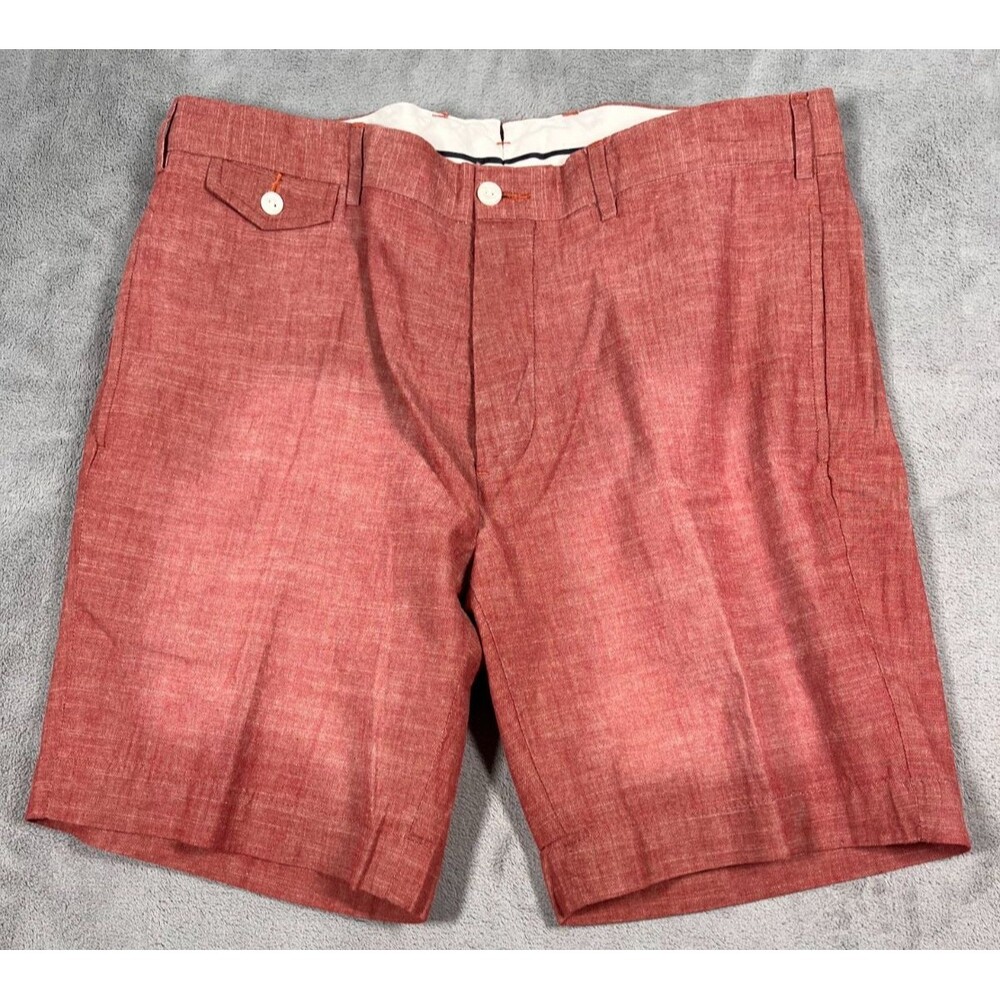 Polo Ralph Lauren Straight Fit Shorts Mens 36 Red Chambray Cotton Preppy